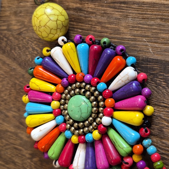 Colorful Bohemian Beaded Fringe Keychain Bag Charm Antique Bronze Hardware - Picture 6 of 8